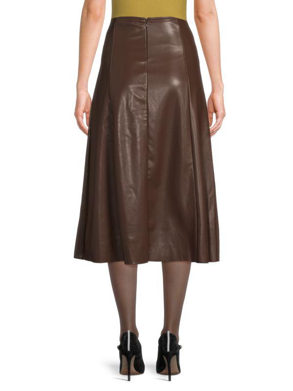 WeWoreWhat Flare Faux Leather Midi-Skirt