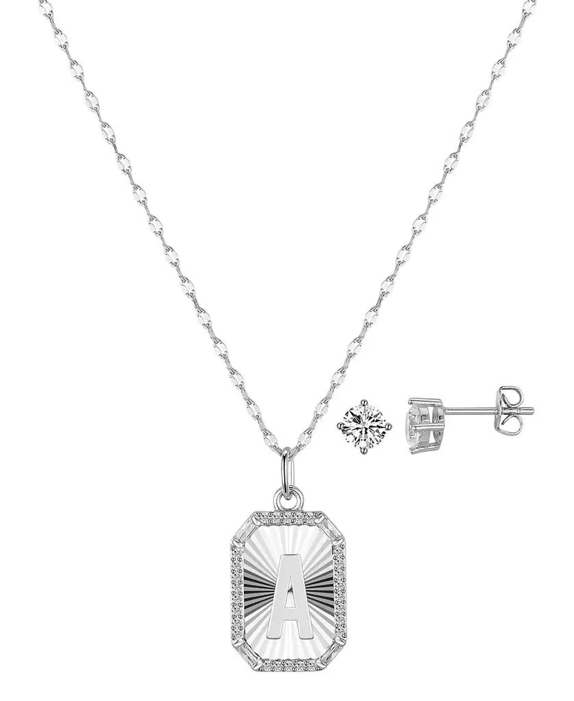 Shop Cubic Zirconia Initial Pendant Necklace and Stud Earring Set