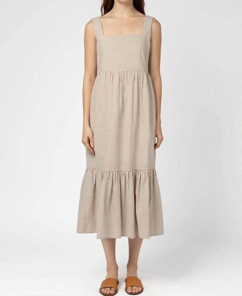 MOD REF Gingham Dress In Taupe 1