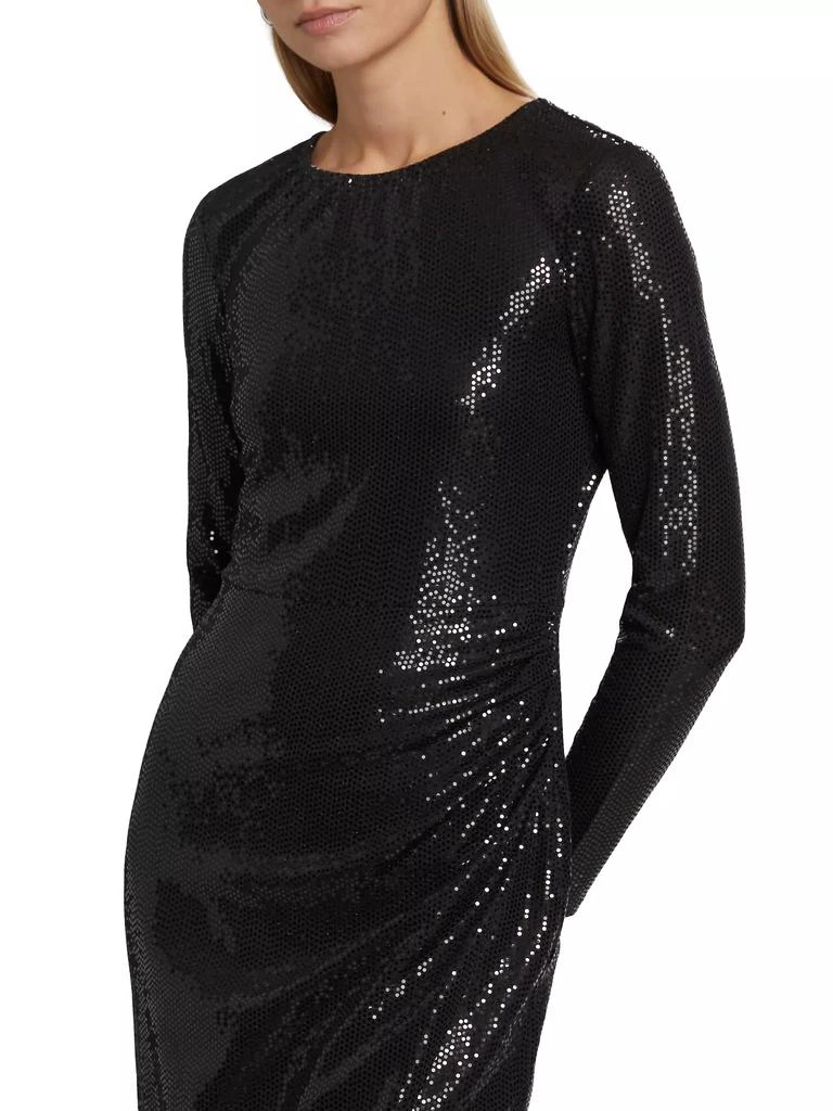 Michael Kors Sequined Shirred Jersey Cocktail Dress 6