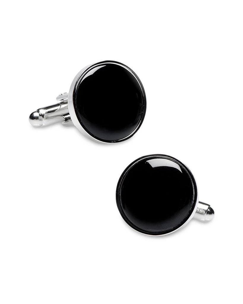 Cufflinks Inc. Silver-Tone Onyx Inlay Round Cufflinks 1