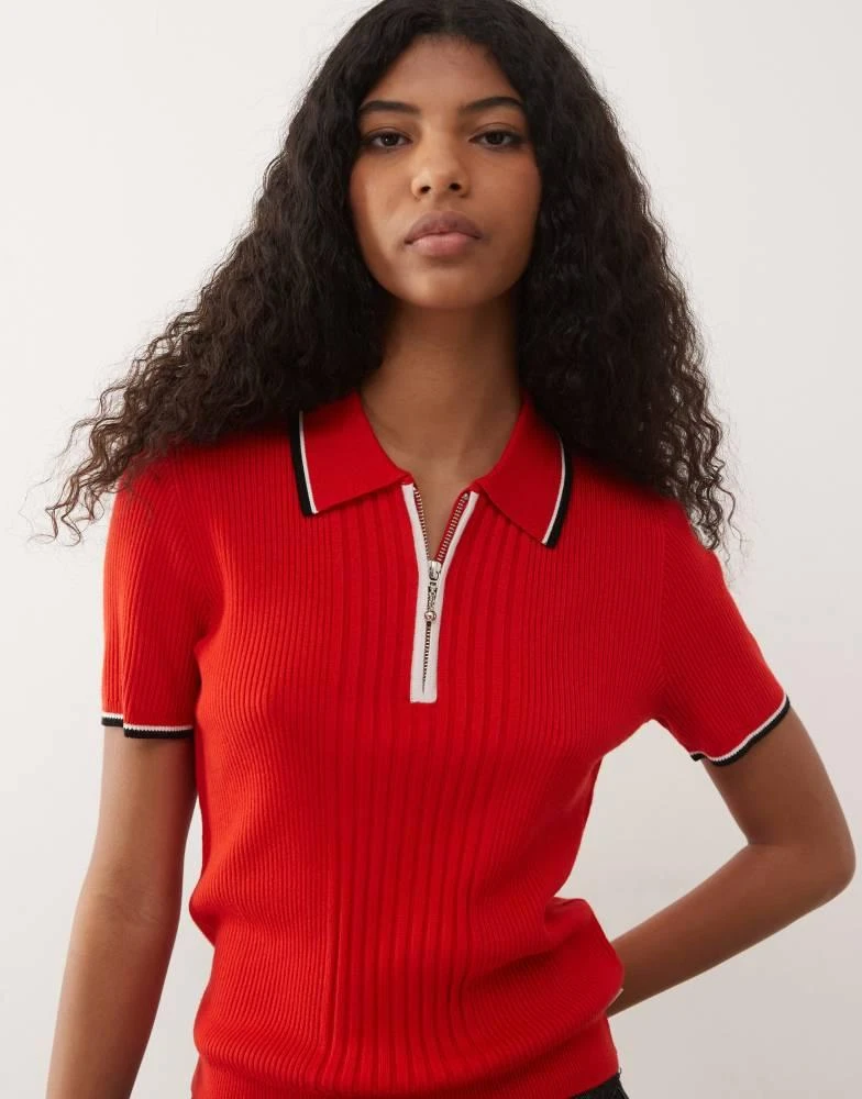 Wrangler Wrangler quarter zip polo in red and black