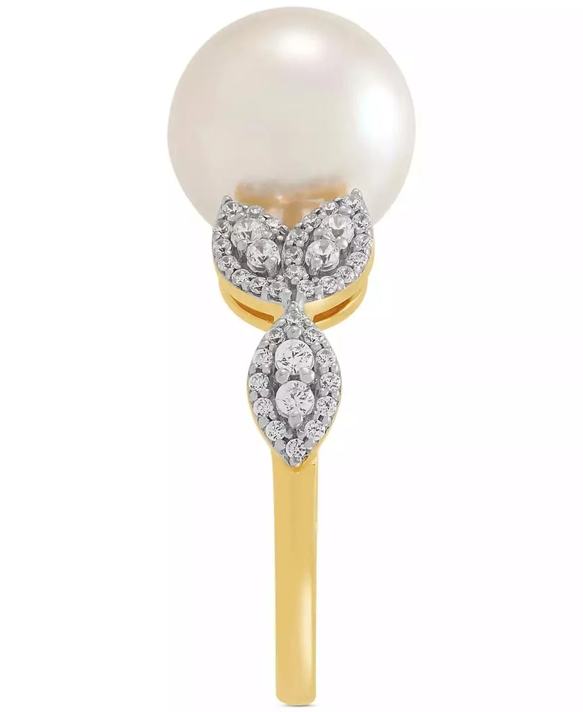 Honora Cultured Ming Pearl (10mm) & Diamond (1/3 ct. t.w.) Leaf Ring in 14k Gold 4