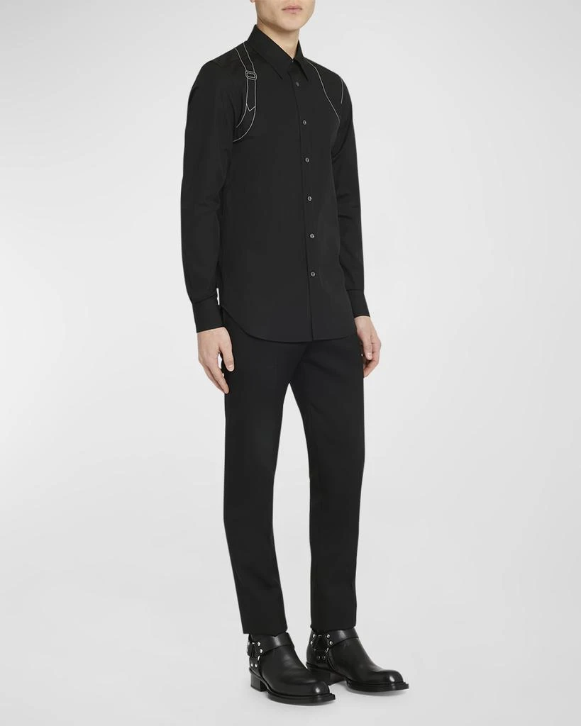 Alexander McQueen Men's Contrast-Stitch Harness Dress Shirt 3