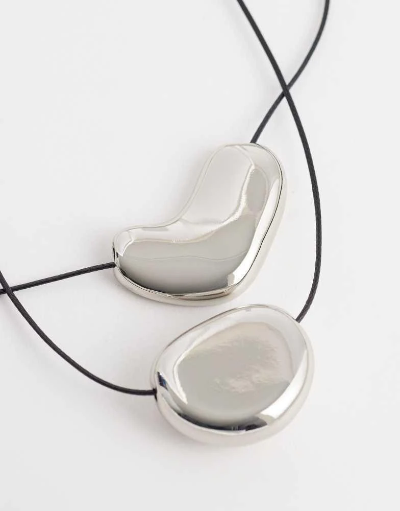 ASOS ASOS DESIGN multi-row pendant necklaces with metal detailing in silver tone 4