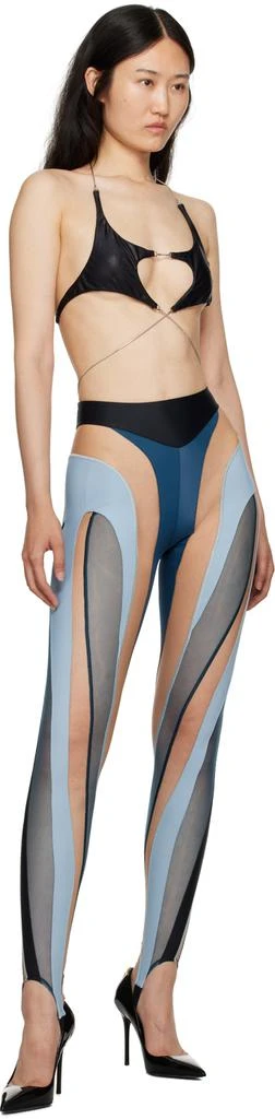 Mugler Black & Blue Spiral Leggings 4