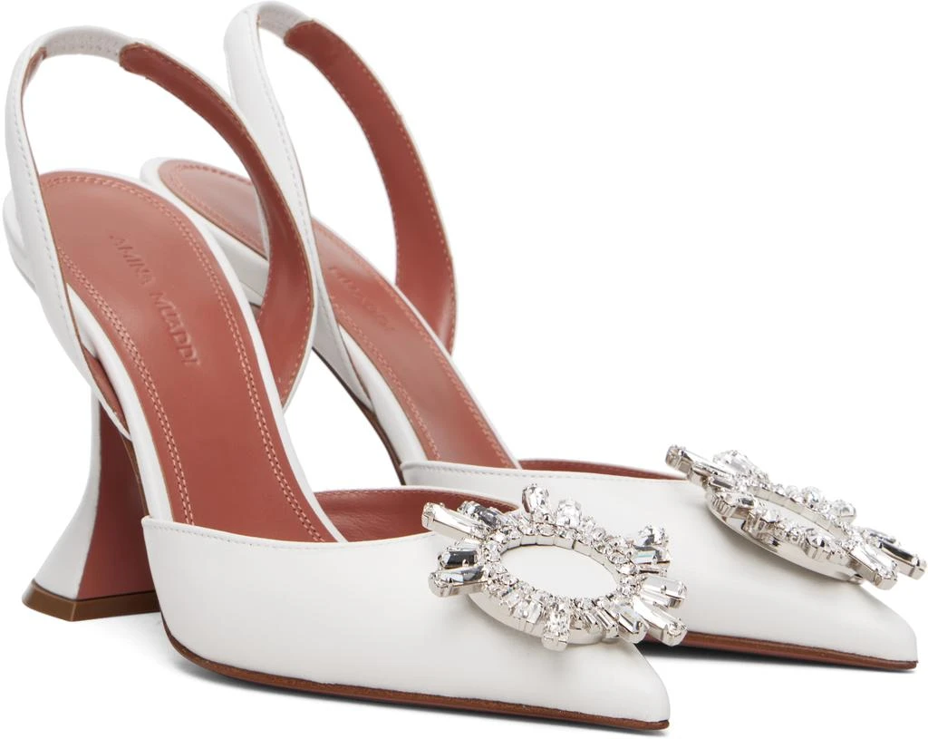 Amina Muaddi White Begum Sling 95 Heels 4