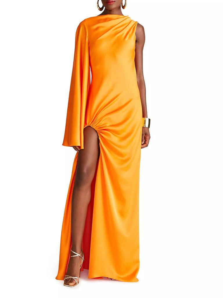 Halston Keiana One-Shoulder Satin Gown 3