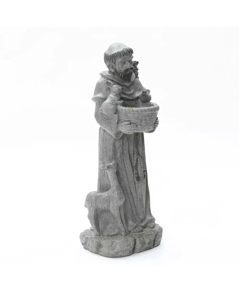 LuxenHome Saint Francis Garden Statue with Birdfeeder Bowl, Outdoor Sculpture with Animal Companions 5
