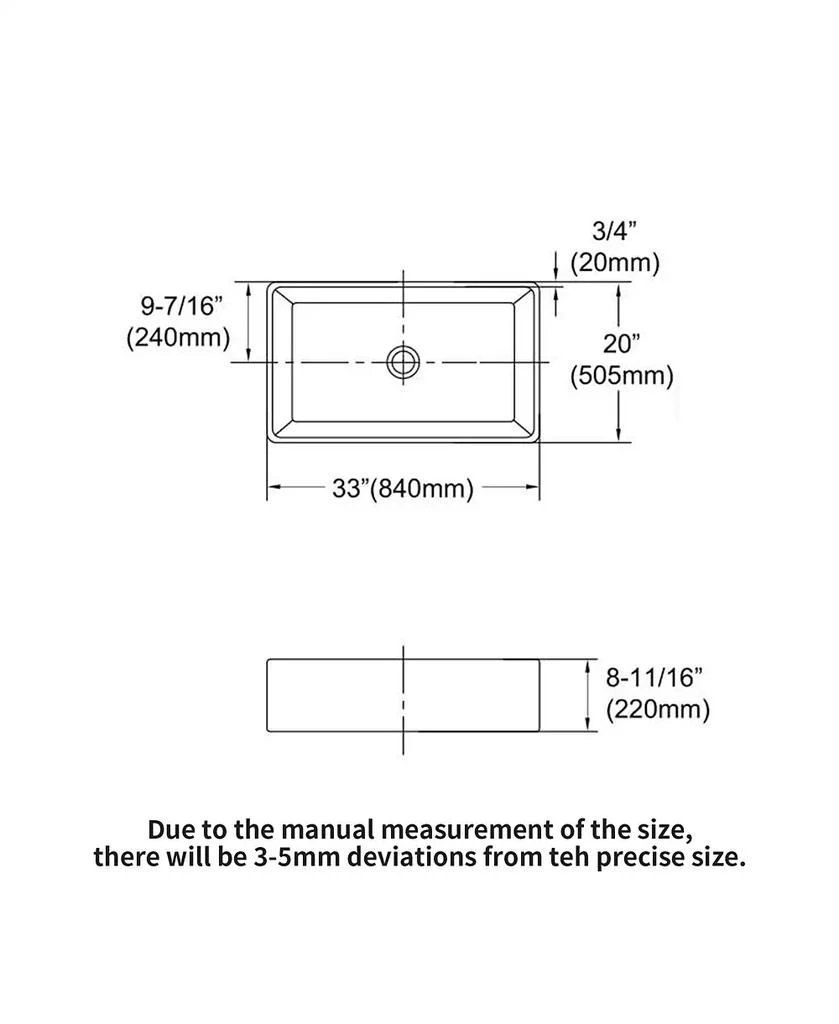Flynama 33x20x9 Inch Farmhouse Kitchen Sink Premium Porcelain Ceramic Apron Front Single Bowl With Stainless Steel Drain Assembly And Dish Grid 2