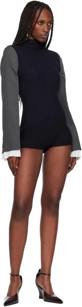 Jean Paul Gaultier Navy & Gray 'The Bi-Material Suit' Romper 4