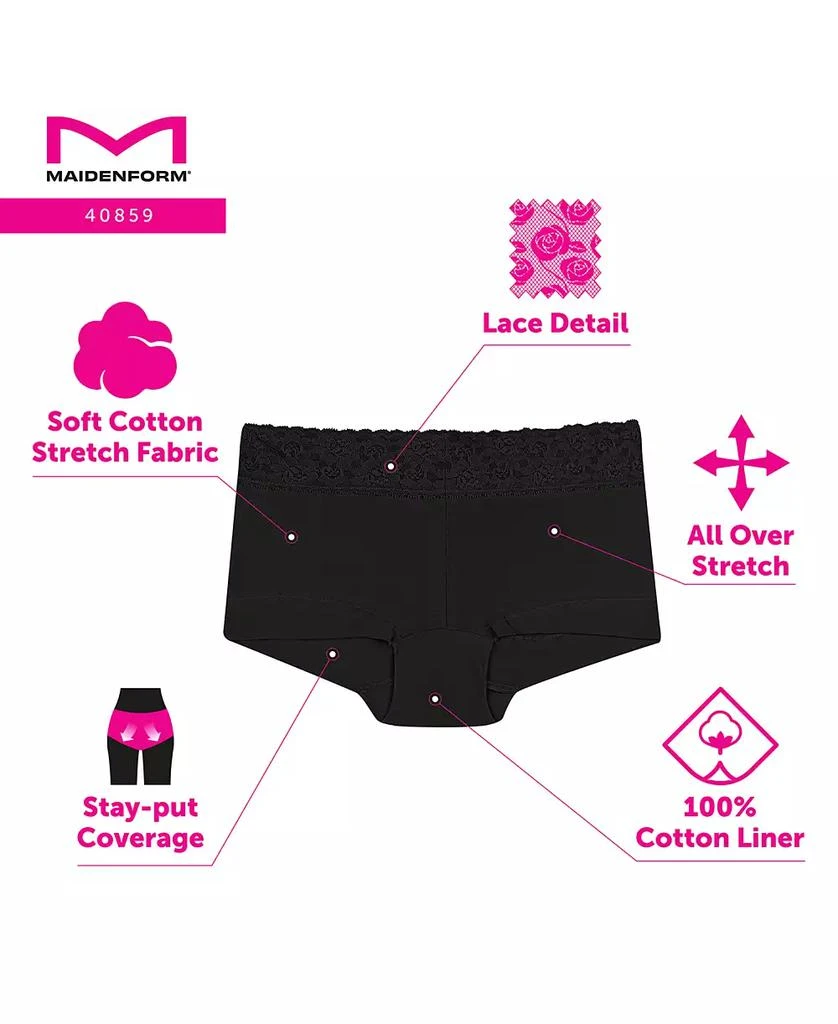 Maidenform Cotton Dream Lace Boyshort Underwear 4085 5