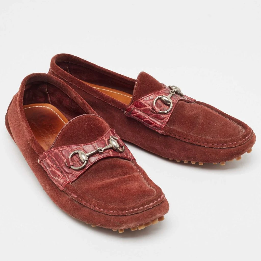 Gucci Gucci Burgundy Suede Slip On Loafers Size 43 4