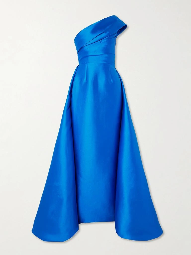 SOLACE LONDON Alba 单�肩垂褶缎面斜纹布礼服 1