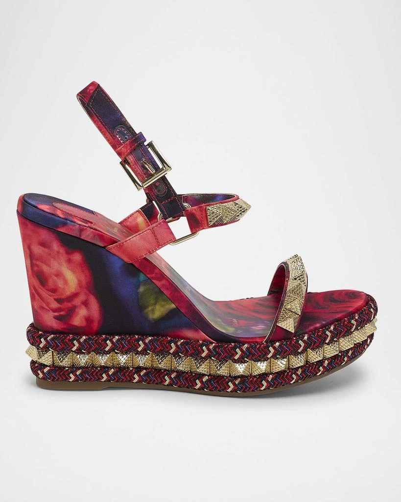 Christian Louboutin Pyraclou Satin Roses Wedge Sandals 1