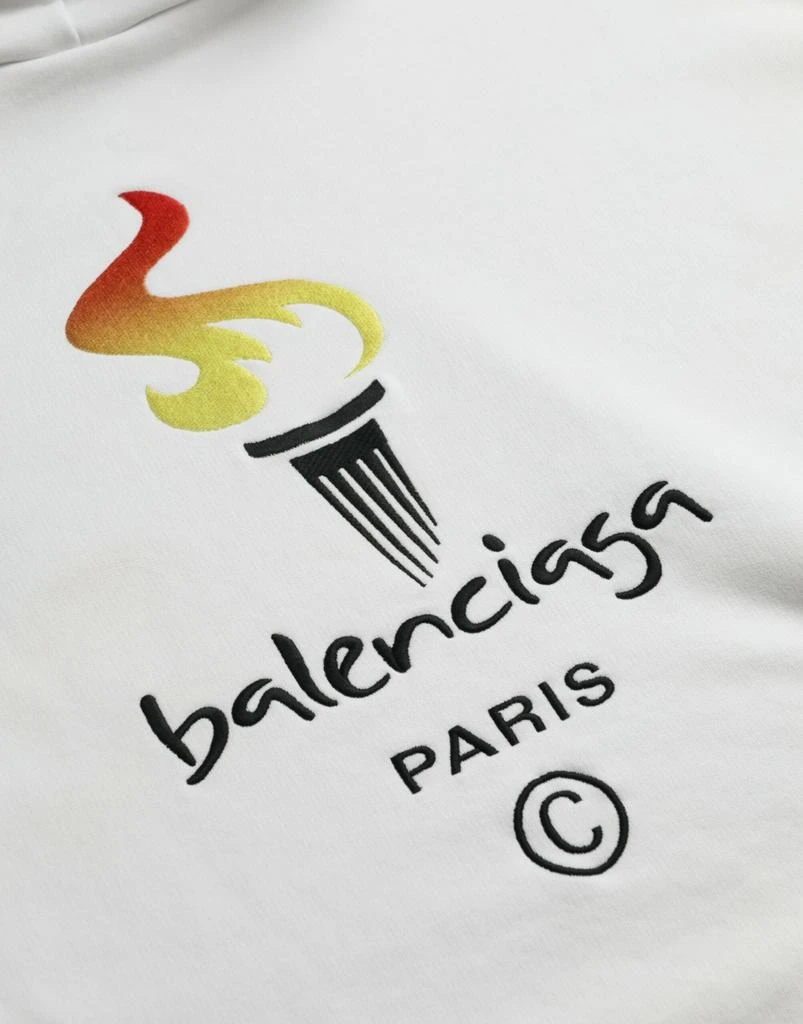Balenciaga White Cotton Logo Hooded Pullover Sweatshirt Sweater 5