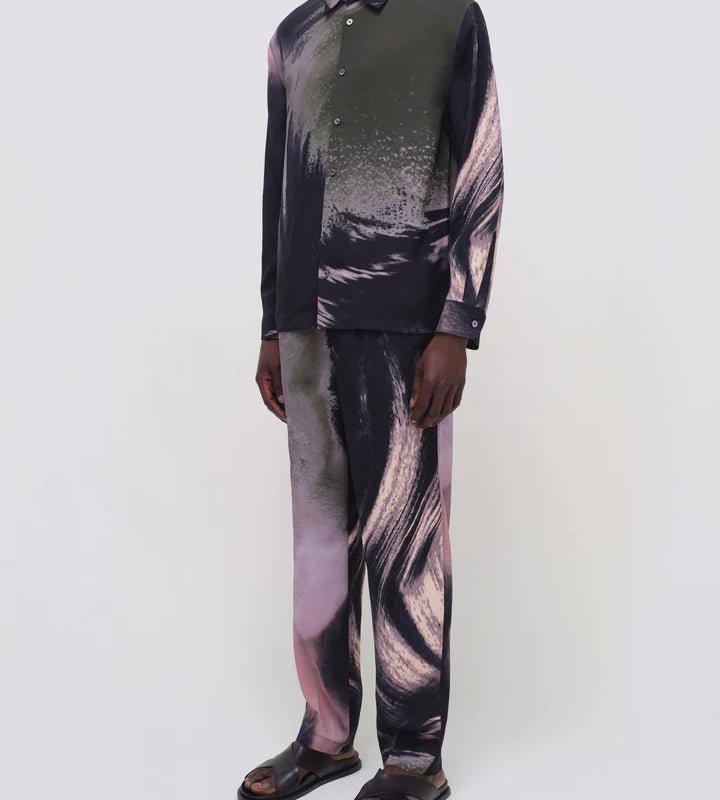 SIMKHAI Allister Pullon Pants Black Wave Print