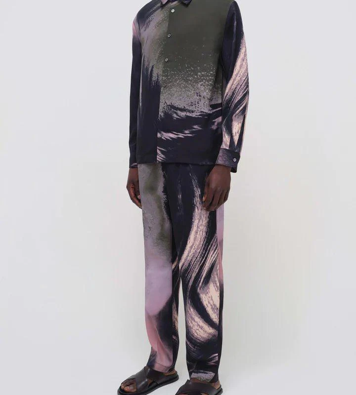SIMKHAI Allister Pullon Pants Black Wave Print 1