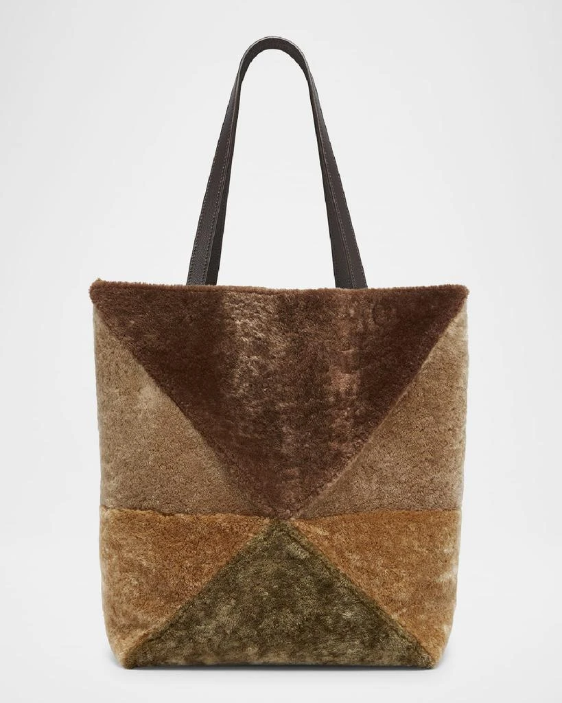 Loewe Puzzle Fold Large Sheep Shearling Fur Tote Bag 1