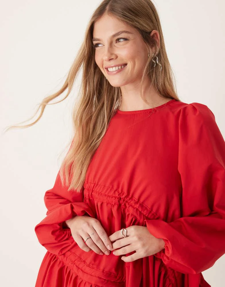 Ghospell Ghospell ruched mini dress in red 3