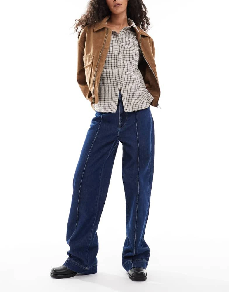 ASOS ASOS DESIGN wide leg seam front jean in dark mid blue