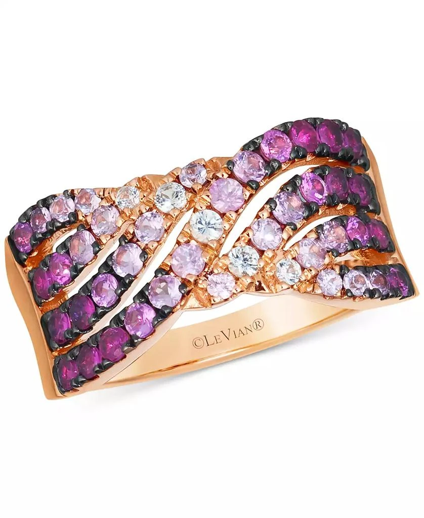 Le Vian Ombré® Pink Sapphire Ombre (1-1/6 ct. t.w.)
White Sapphire (1/8 ct. t.w.) Multirow Crossover Ring in 14k Rose Gold