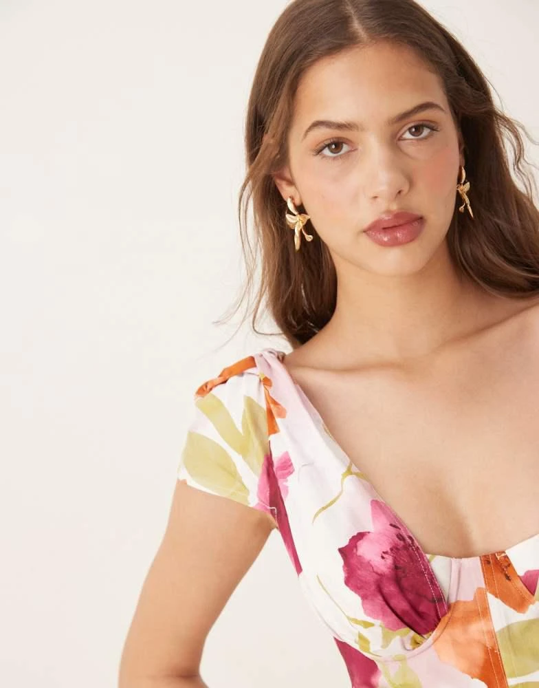 knee length dresses for ladies Rent ASOS DESIGN Sweetheart Belted Midi Pencil Dress In Black Base Pink  Floral