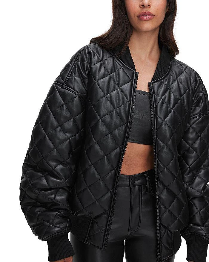 Good American Better Than Leather Quilted Bomber Jacket 3