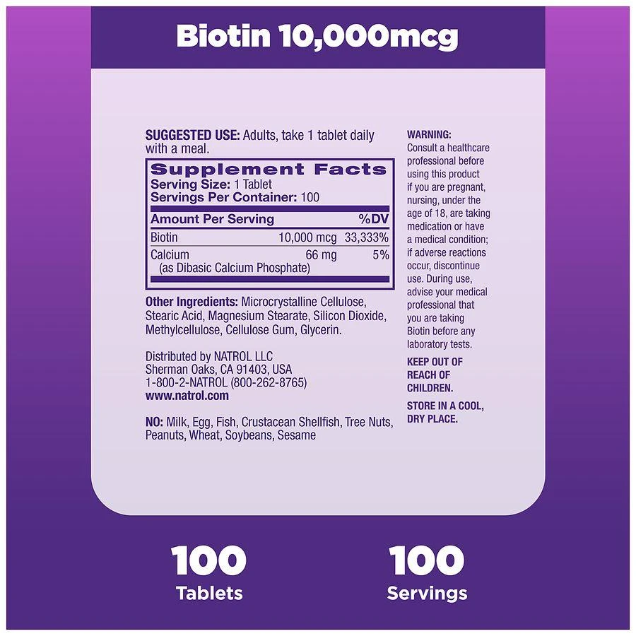 Natrol Biotin Maximum Strength 10,000 mcg Dietary Supplement Tablets 5