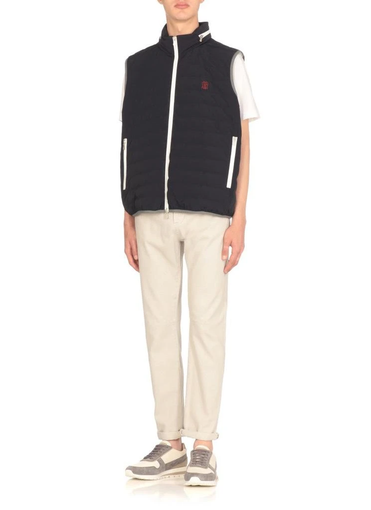 Brunello Cucinelli Blue Quilted Vest With Logo 2
