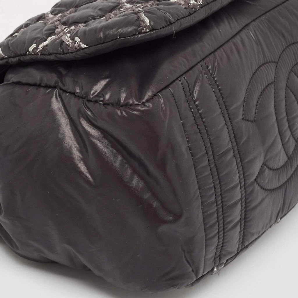 Chanel Chanel Black Quilted Nylon Tweed On Stitch Bubble Accordion Flap 13