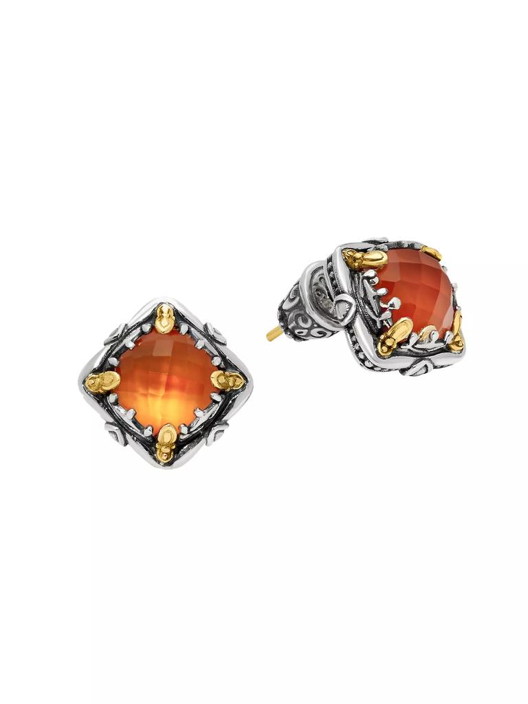 Konstantino Heirloom Sterling Silver, 18K Yellow Gold & Carnelian Doublet Stud Earrings