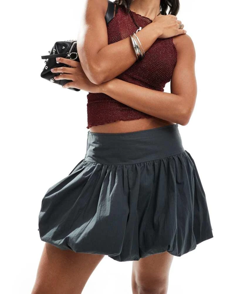 Motel Motel kiyowo puffball mini skirt in charcoal grey 1