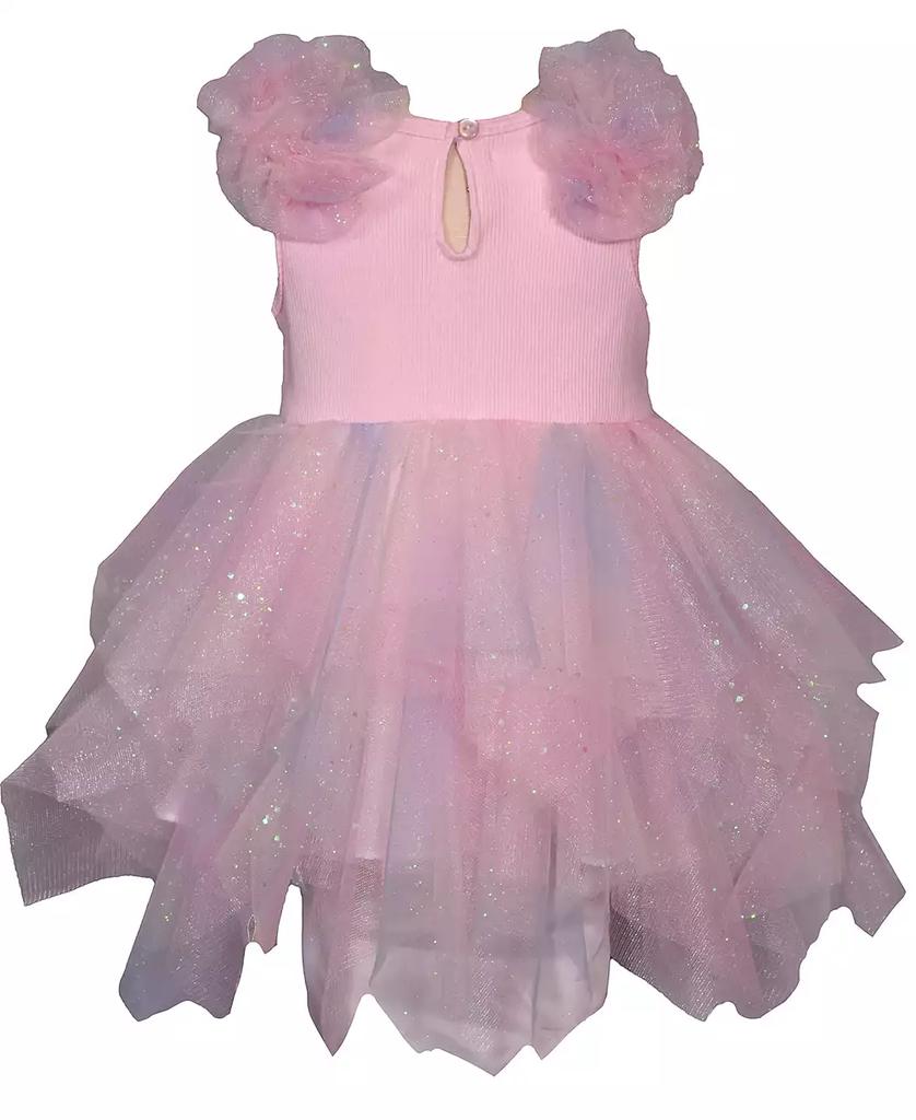 Bonnie Baby Baby Girls Rib Knit To Rainbow Mesh Hanky Hem Dress