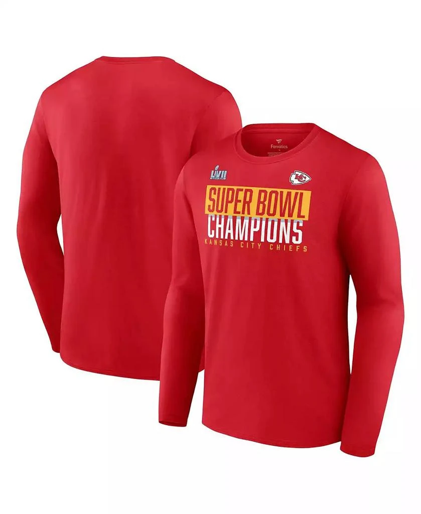Fanatics Men's Red Kansas City Chiefs Super Bowl LVII Champions Big and Tall Foam Finger Long Sleeve T-shirt 1