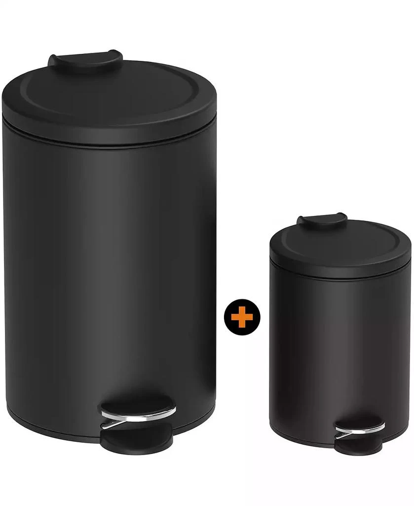 Mega Casa 3.2 + 0.8 Gallon Black Soft-Close Lid Step Trash Can Set