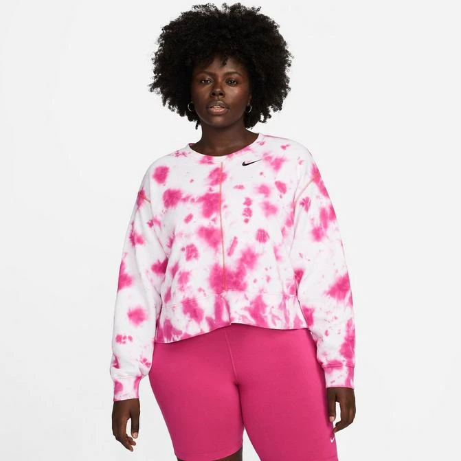 NIKE Women's Nike Sportswear Oversized Fleece Tie-Dye Crewneck Sweatshirt (Plus Size) 1