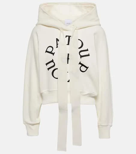 PATOU Logo cropped cotton jersey hoodie  1