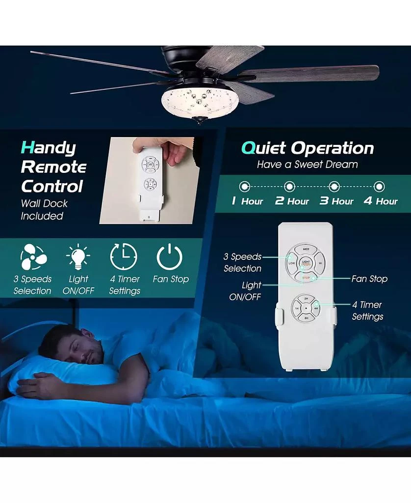 SUGIFT 52 Inch 3 Wind Speeds and 5 Reversible Blades Ceiling Fan 4