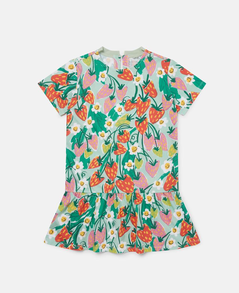 Stella McCartney Stella McCartney - Strawberry Print Short Sleeve Dress, Woman, Green/Pink, Size: 10