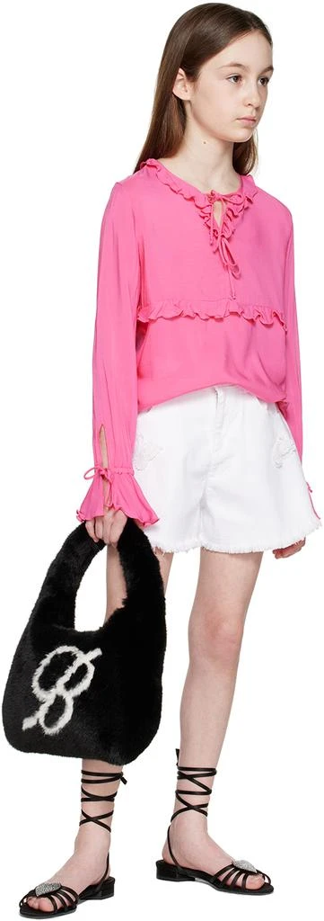 MISS BLUMARINE Kids White Butterfly Denim Shorts 4