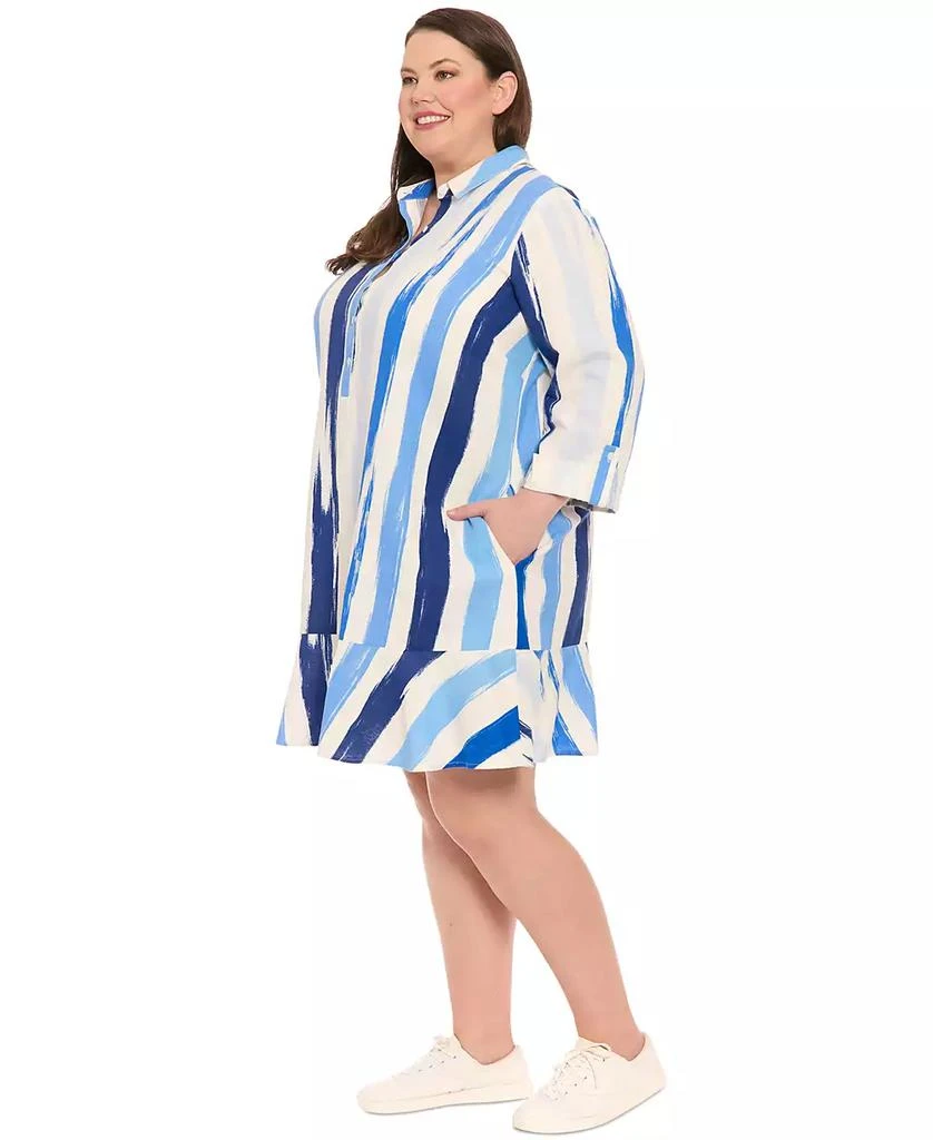London Times Plus Size Printed Flounce-Hem Shift Dress 3