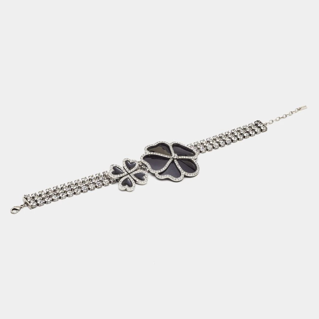 Yves Saint Laurent Saint Laurent Crystal Heart Clover Silver Tone Choker Necklace 2