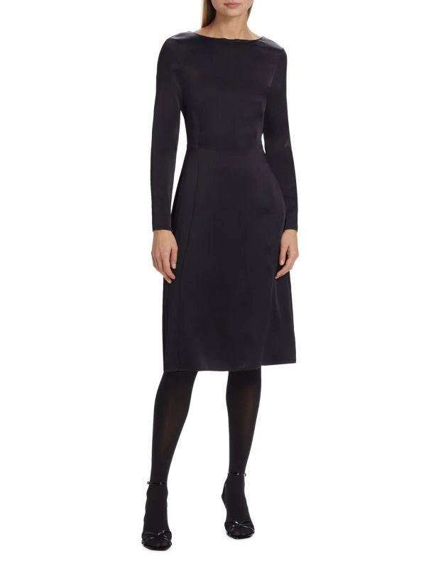 Piazza Sempione Long-Sleeve Satin Midi Dress 1