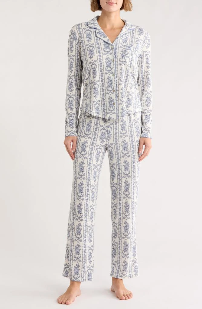 Laura Ashley Ivory Floral Brushed Waffle Long Pajamas