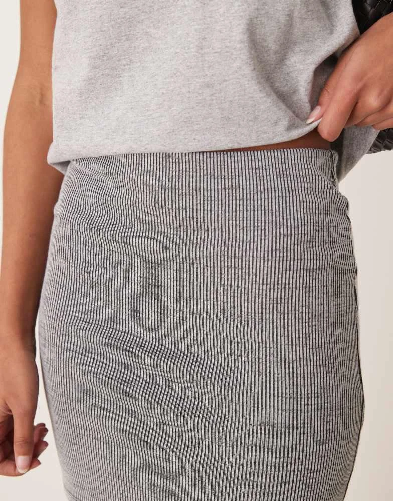 New Look New Look acid wash ribbed mini tube skirt in grey 3