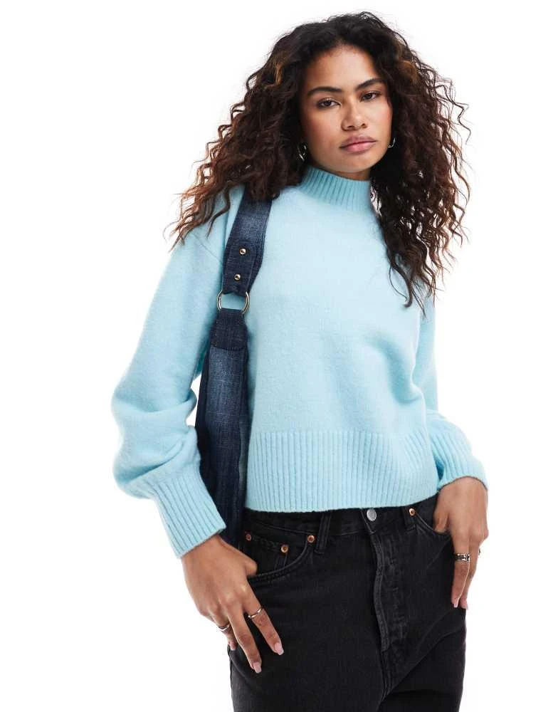 Monki Monki knitted turtleneck sweater in blue 1
