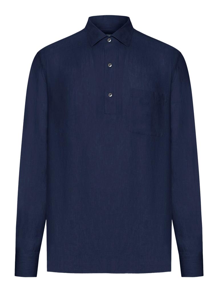 Zegna LINEN POLO BUTTON