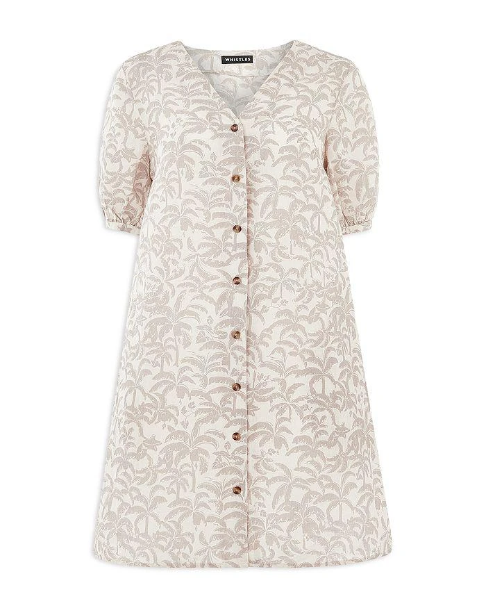 Whistles Palm Print Linen Blend Dress Ivory/Multi Size 12