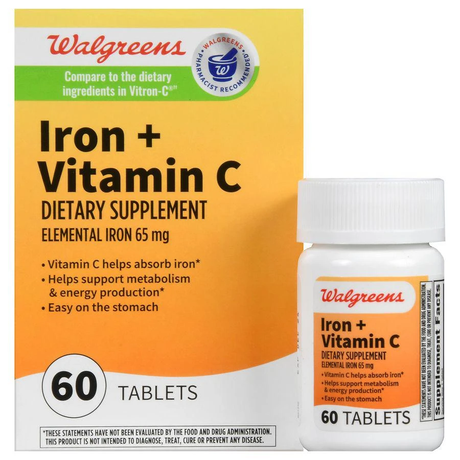 Walgreens Iron 65 mg + Vitamin C Tablets (60 days) 1